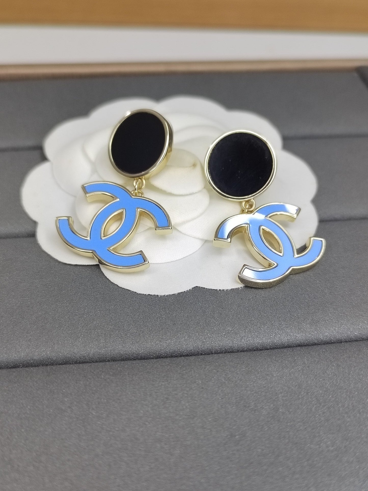 18K Classic Blue Chanel Dangle Earrings