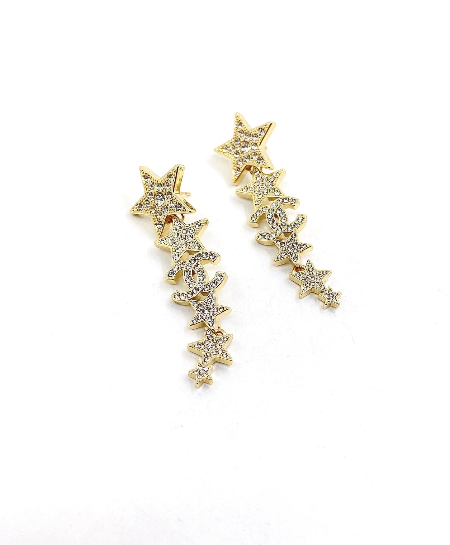 18K Chanel Star Diamonds Pendant Earrings