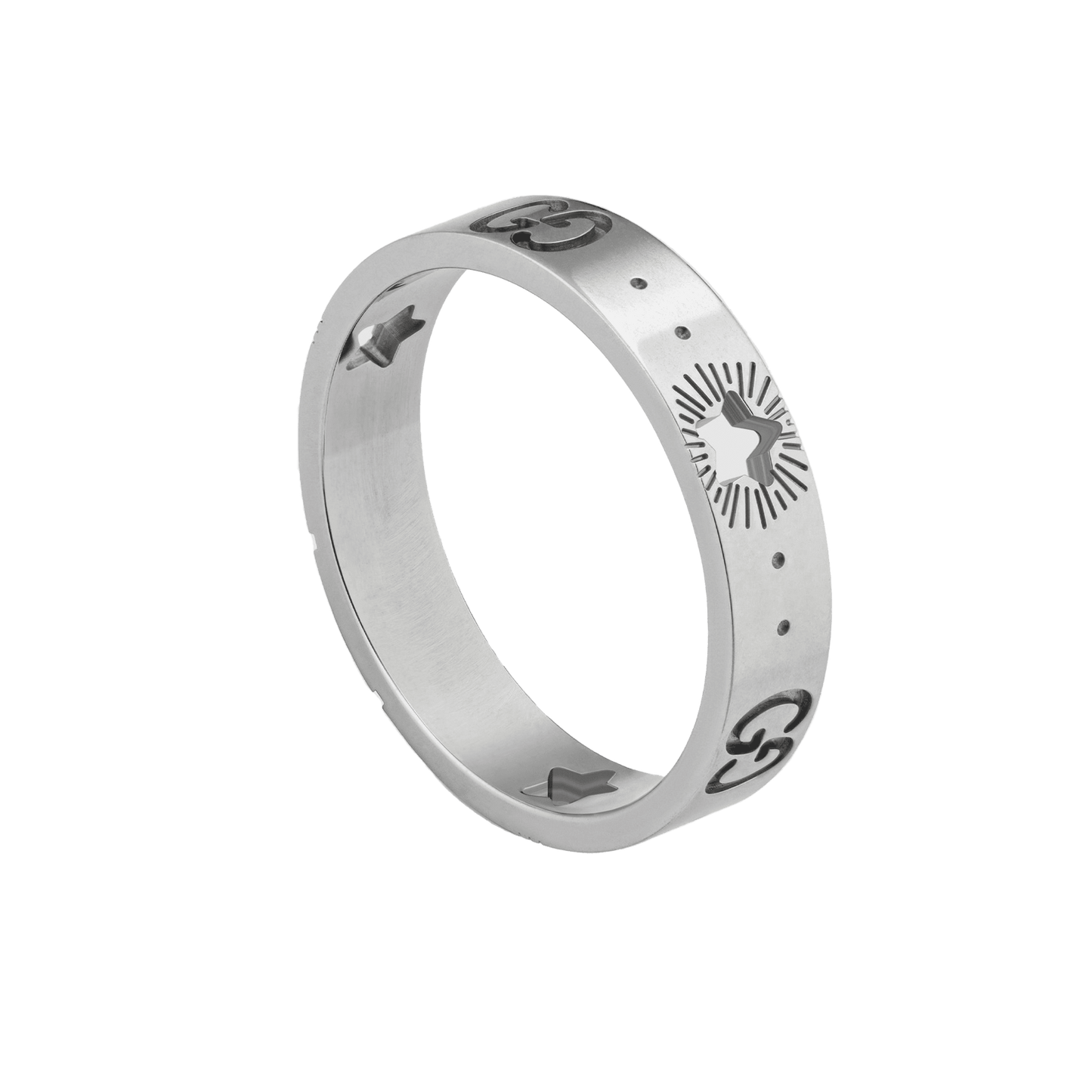 18K Double Gucci White Gold Ring