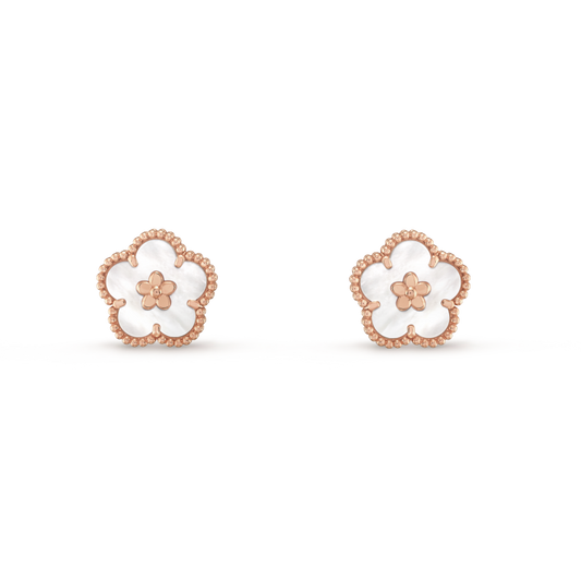 18K Lucky Spring Plum Blossom Earrings