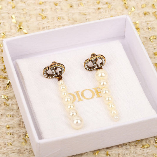 18K Dior Long Pearls Earrings