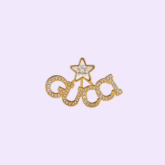 18K Double Gucci Script Star Earrings