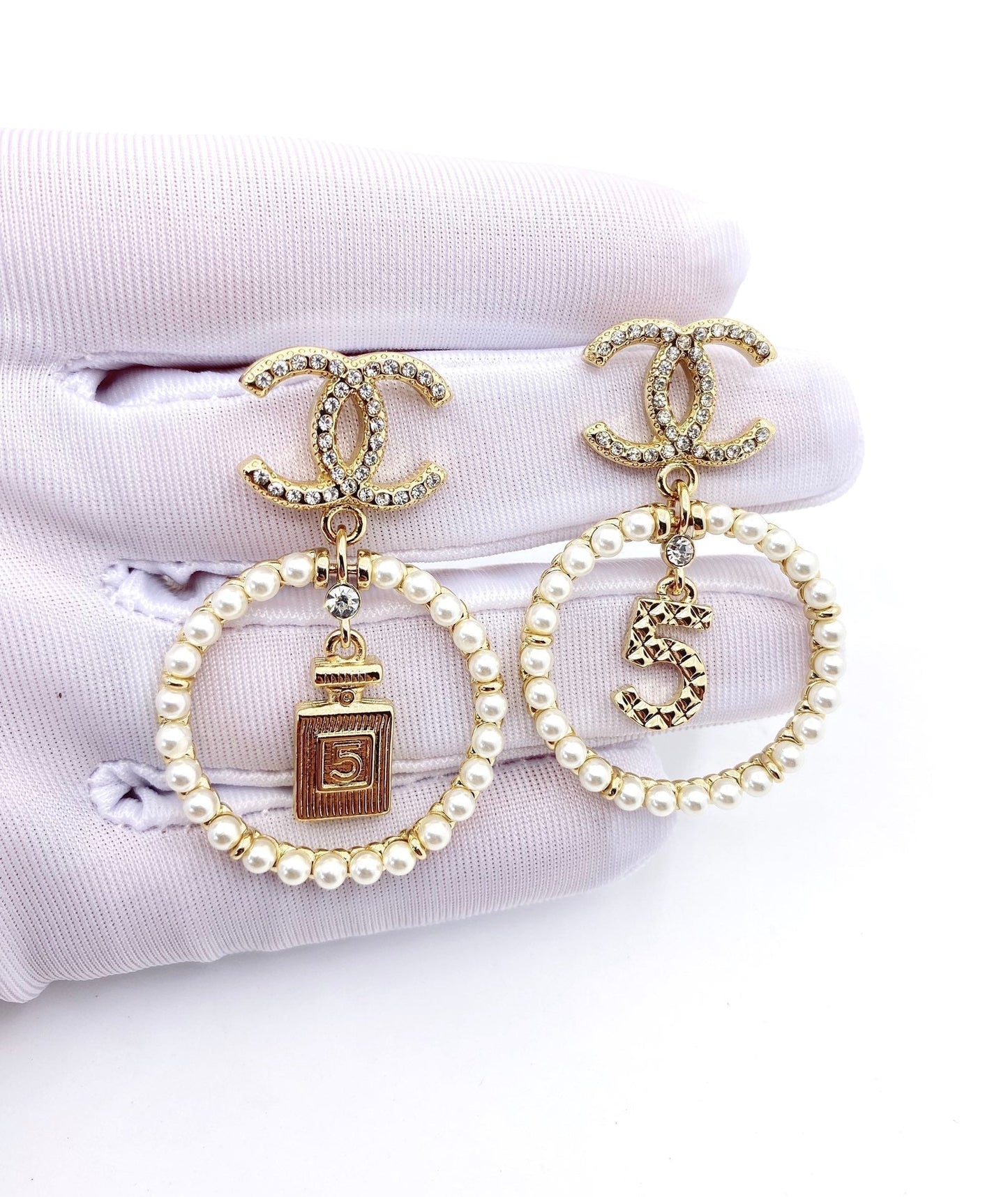 18K  Chanel No.5 Perfume Bottle Earrings