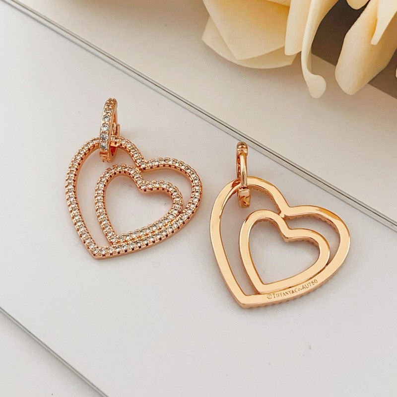 18K Tiffany Heart Diamond Earrings
