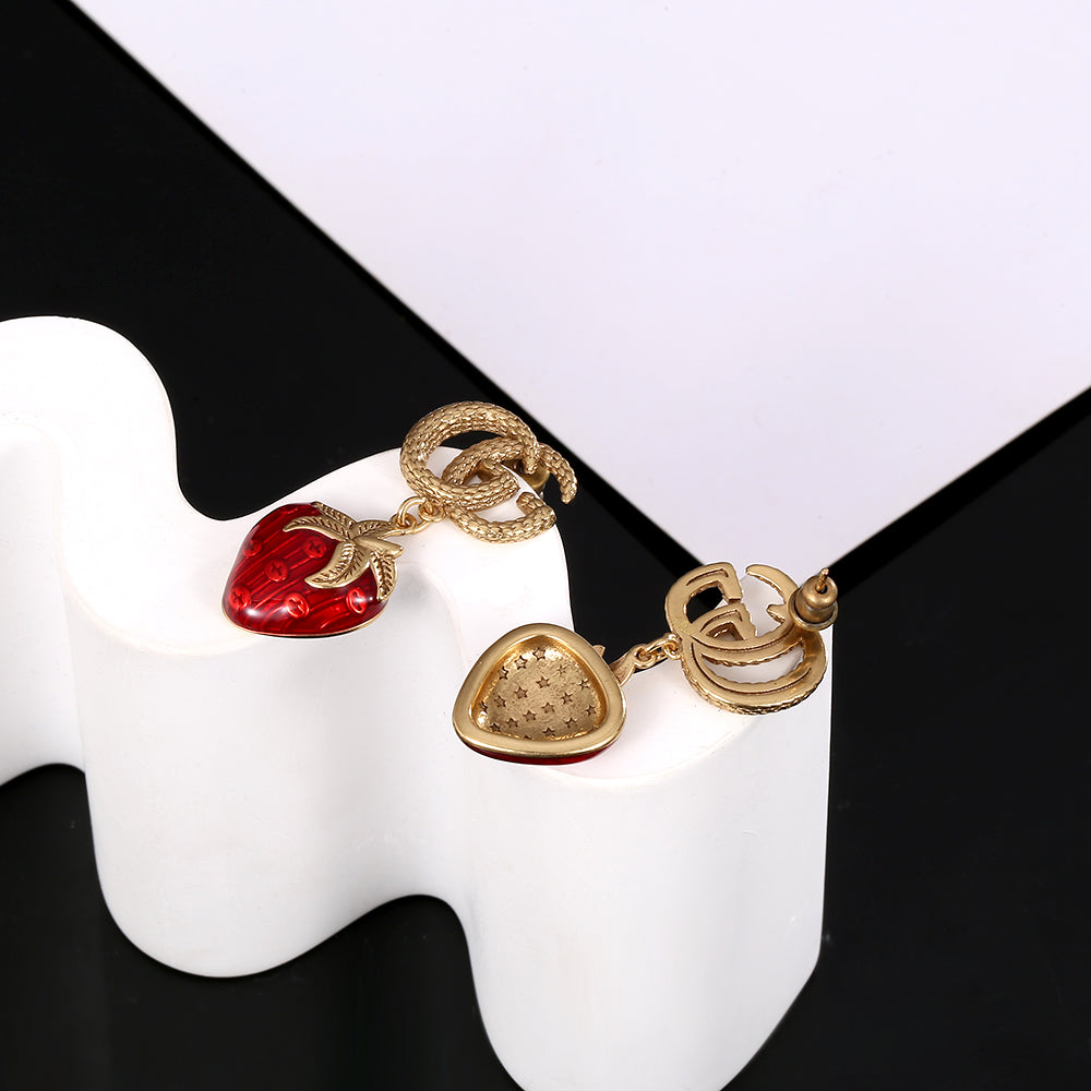 18K Double Gucci Strawberry Earrings