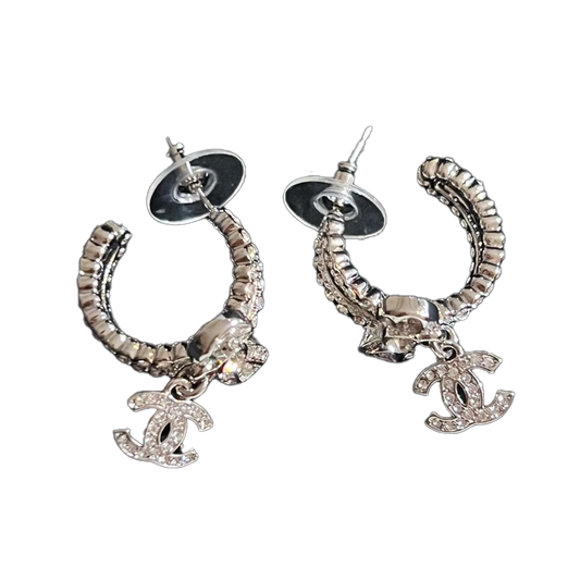 18K  Chanel Diamond Pendant Earrings